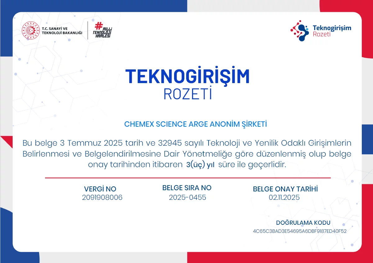 Chemex Science Arge A.Ş.'ye Sanayi ve Teknoloji Bakanlığı’ndan Ödül