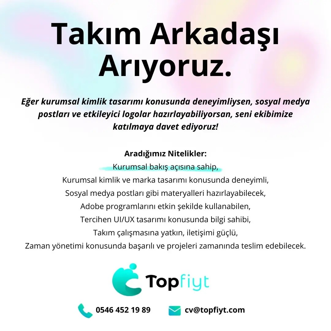 Bizimle Çalışmak İster misiniz ?