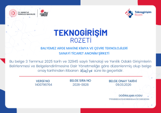 Balyemez Arge Makina Kimya ve Çevre Teknolojileri San. Tic. A.Ş.'ye Sanayi ve Teknoloji Bakanlığı’ndan Ödül