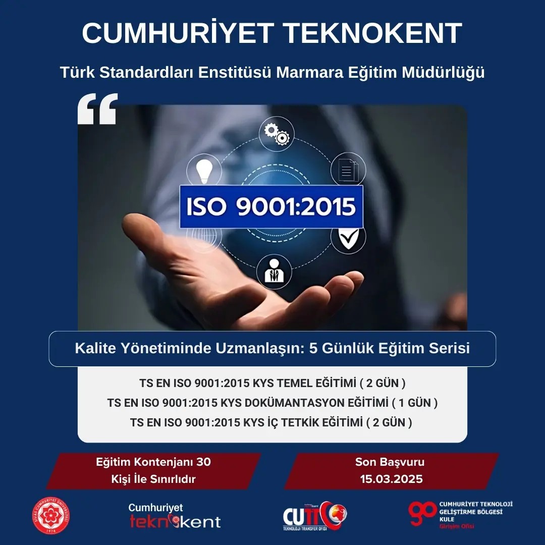TS EN ISO 9001:2015 Kalite Yönetim Sistemi Eğitim Programı Başlıyor!