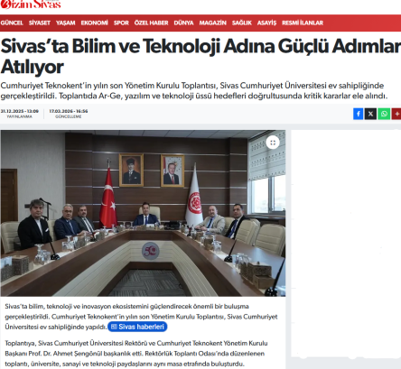 Sivas’ta Bilim ve Teknoloji Adına Güçlü Adımlar Atılıyor