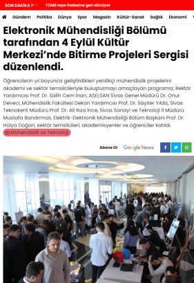 SCÜ Mühendislik Fakültesi Elektrik-Elektronik Mühendisliği Bölümü Tarafından 4 Eylül Kültür Merkezi’nde Bitirme Projeleri Sergisi Düzenlendi